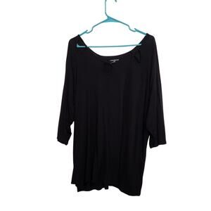 Lane Bryant Black 3/4 Sleeve Cutout Boat Neck Tunic Tee Casual T-Shirt 26/28